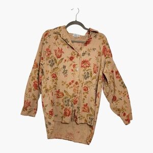 Compagnie Internationale Express Floral Romantic Linen Button Down Shirt Medium